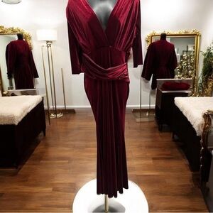 Elegant Burgundy Velvet Gown